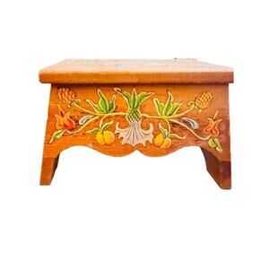 Irvin Herbein Folk Art wooden Bench box hand painted handmade